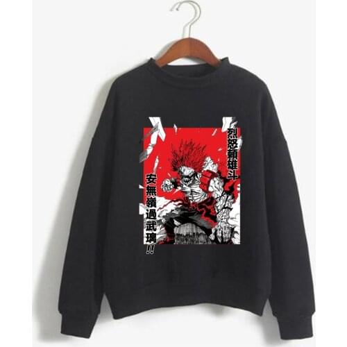 My Hero Academia Hoodies Japanese Anime Eijiro Kirishima Red Riot Printed Mens Hoodie Streetwear Casual Sweatshirts