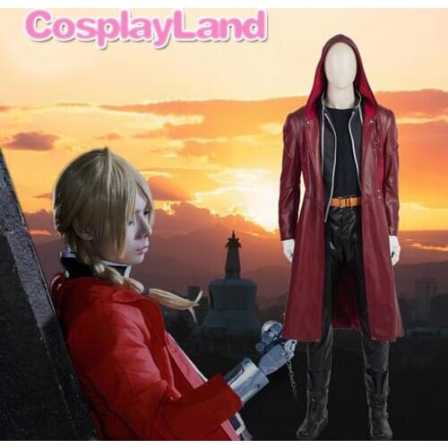 Mens Fullmetal Alchemist Edward Elric Costume Cosplay Game Japanese High Quality Custom Made Halloween Costumes for Men