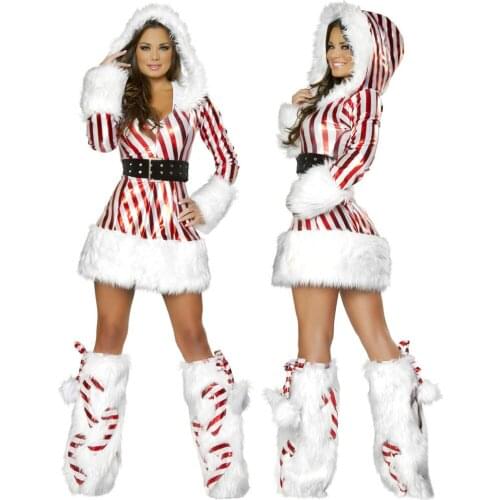 Miss Santa Claus Costume Women Mrs Father Christmas Xmas Fancy Dress Outfit ZL770 M-XL