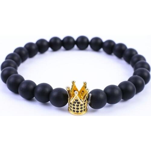 Natural Volcanic Stones Beaded Bracelet 4 Color Sopper Crown Zircon Handmade Womens Bracelets bangle Fashion Jewelry YBR221