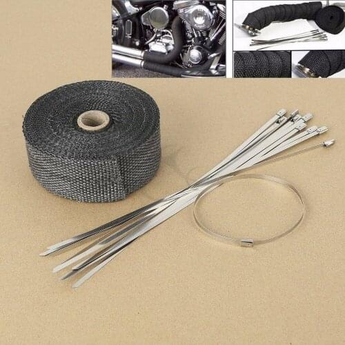 New Exhaust Manifold Downpipe Heat Wrap Black 2" 10m Ties rap De Cat Pipe Tape Motorcycle