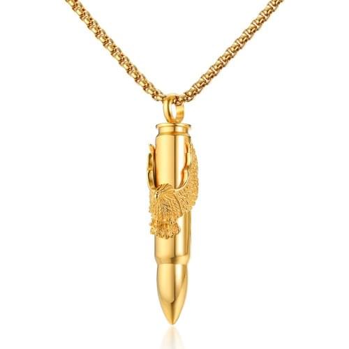 FATE LOVE New Men Bullet Necklaces & Pendants Stainless Steel Gold Silver Color Fashion jewelry