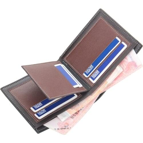 New Fashion Small Short Men Fold Wallets Photo Holder Coin Pocket PU Leather With Zipper Card Wallet Mens Mini Purse Money Bag