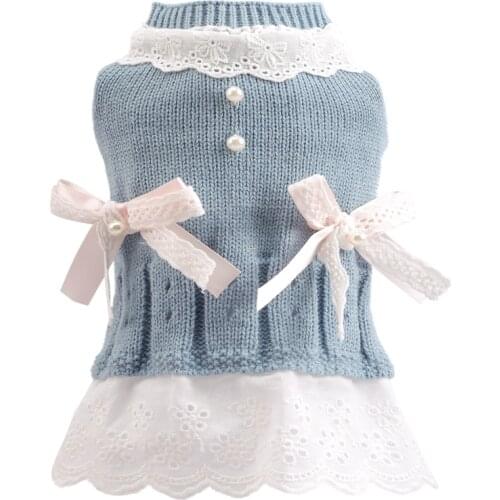 Autumn Teddy Bichon Lady Fairy Lace Dog Sweater Skirt Dog Pomeranian Doll Puppy Cat Kit Clothes XS S M L XL