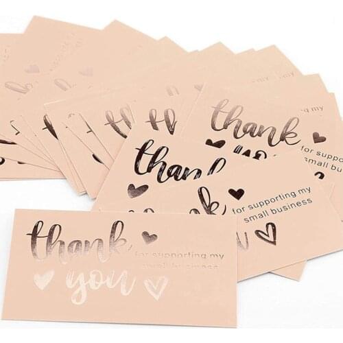 50pc Rose Gold Thank You Cards Thank You for Supporting My Small Business Card Greeting Card For Wedding Party Package Box Decor