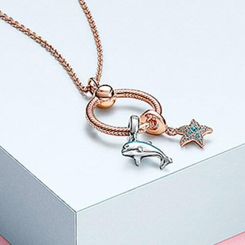 Snake Necklace Animal Dolphin Snake Dangle Pendant Necklace For Women Minimalist Style Alloy Trendy Female Birthday Jewelry Gift