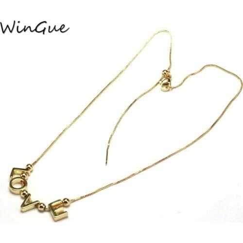 Love Letter Charms Necklaces For Women Girls Gold Color Pendant Jewelry