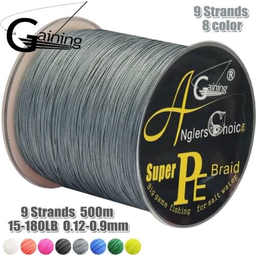 9 Strands Braided Fishing Line 500m Super Power Japan Multifilament Wire PE Extreme Braided Line Fishing Cord 15LB-180LB