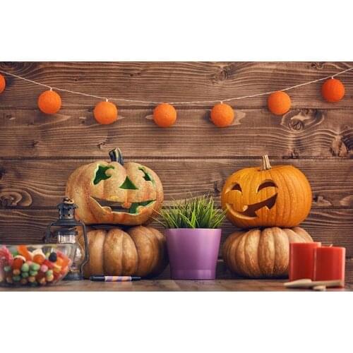 Custom Photography Backdrops Vintage Wood Board Pumpkins Backgrounds for Photo Studio Party Children Photo Shoot Vinyl Cloth