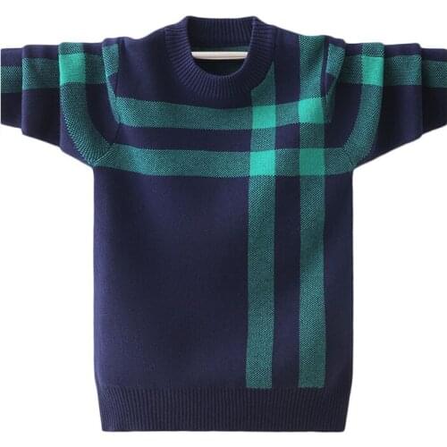 Boys pullover pure cotton round neck sweater new spring/autumn/winter big kids plus velvet warm bottoming shirt