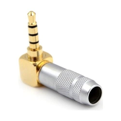 3.5mm Jack 4 Poles Audio Plug 90 Degree Right Angle Earphone Splice Adapter HiFi Headphone Solder Plug Gold Plated Connector
