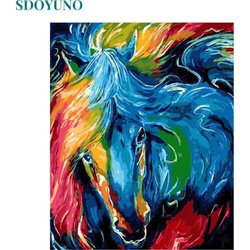 SDOYUNO pictures by numbers Animals DIY 60x75cm Painting By Numbers Horse on canvas Digital Painting Home Decoration