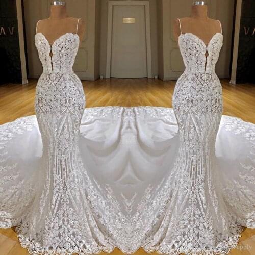 Sexy Full Lace Boho Wedding Dresses 2020 Backless Spaghetti Sheath Garden Beach Bohemian Sheer Bridal Wedding Gowns