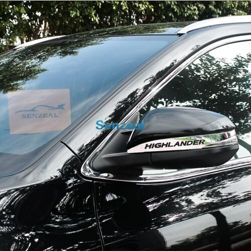 Senzeal 2PCS ABS Chrome Rearview Side Mirror Cover DIY Trim Strip Emblems For Toyota Highlander 2014 2015 2016 2017 2018 2019