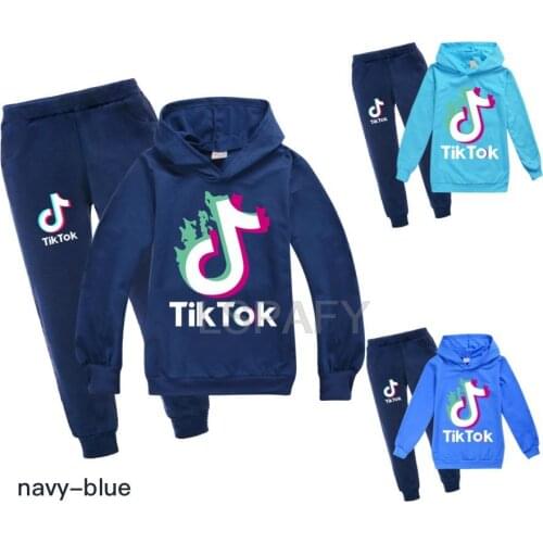 TIK TOK Hoodie Sports Suit For Teen Boy Girl Spring Autumn Child 3D Print Sweatshirt+Pant 2PC Tracksuit Kid Suit