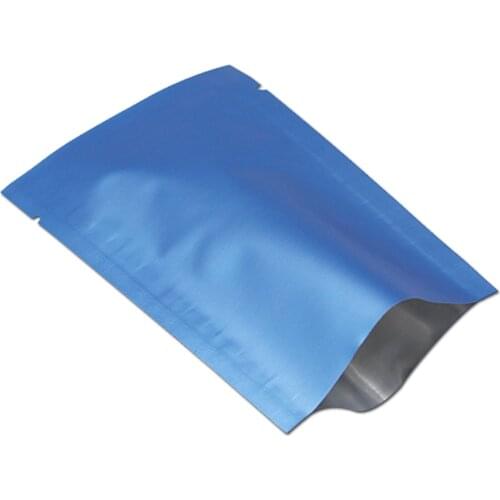 Wholesale Blue Golden Vacuum Open Top Matte Bags Pure Aluminum Foil Food Packaging Pouches Heat Seal For Coffee Tea Snacks