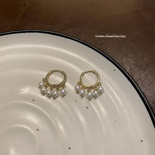 YAOLOGE 2021 New Gold Color Hoop Earrings Geometric Round Circle Pearl Earrings For Women Gift Fashion Party Jewelry Brincos