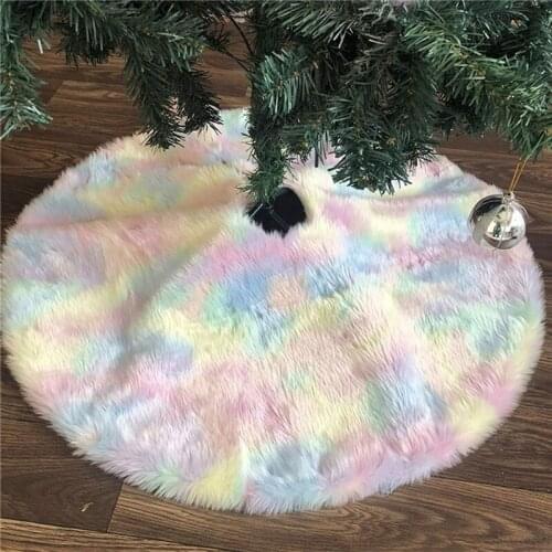 Christmas Tree Skirt Colorful Plush Rainbow Tree Skirt Christmas Tree Skirt Christmas Decoration For Christmas Crafts