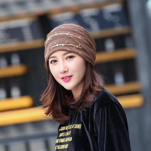 Womens thin Beanie Hat Spring autumn Women Shine Diamond Knit Cap Hat Warm Beanies Balaclava Cap Bonnet Female sombrero