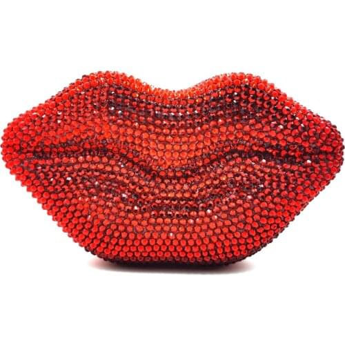 Bag For Women Luxury Red Lip Handmade Diamond Evening Bag Wedding Bride Clutch Zero Wallet Cocktail Evening Bags