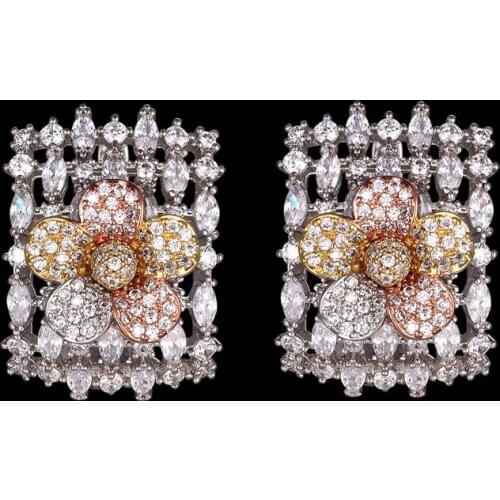 Zlxgirl brand copper Earring jewelry for womens wedding couple gifts fashion women gold color cubic zircon earring ears brincos