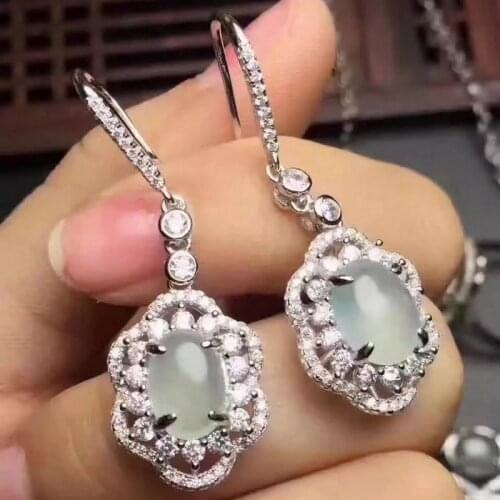 Natural white jasper drop earrings 925 silver Natural gemstone women generous fashion drop earrings jewelry for party