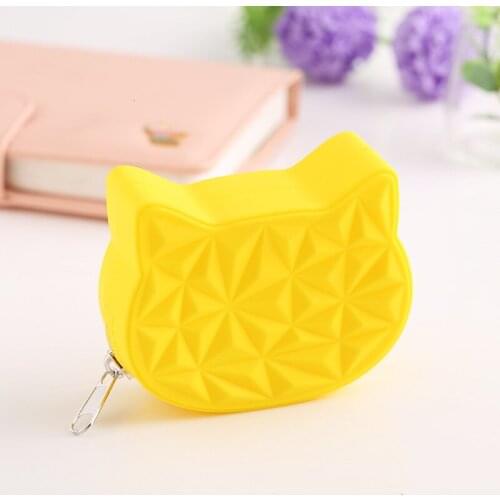 2019 Cute Cat Women Silicone Short Wallet Girls Mini Coin Purse Key Wallet for Female Daily Clutch Purse Bluetooth earphone Bags