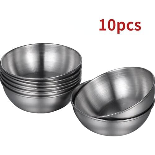 10pcs Stainless Steel Round Sauce Dishes Food Dipping Bowls Seasoning Dish Saucer Appetizer Plates Sauce Storage Container