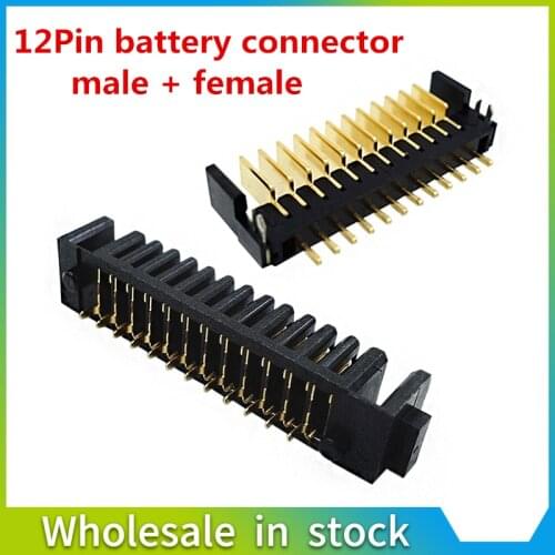 2pcs 12Pin laptop battery connector pitch 2.0mm female and male plug 180 degree bend foot PCB Motherboard Repair Part