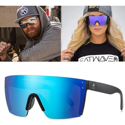2021 NEW luxury BRAND Mirrored Green lens heat wave Sunglasses men sport goggle uv400 protection with case