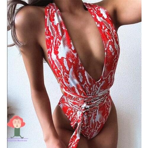 2021 Sexy Plunging Swimsuit One Piece High Cut Swimwear Women Cross Bandage BeachwearSummerBacklessBathing Suitconjunto biquínis