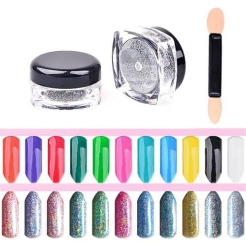 2g Holographic Shiny Nail Art Glitter Powder Dust Decor Sequins Chrome Pigment Shinning Pigment Glitters Nail Glitter Powder