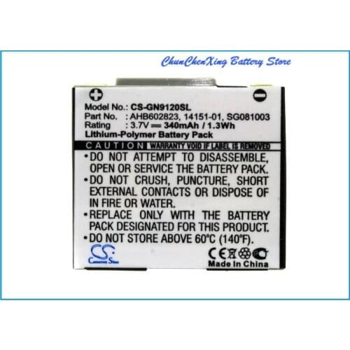 Cameron Sino 340mAh Battery 14151-01, 14151-02, AHB602823, SG081003 for GN Netcom 9120, 9125