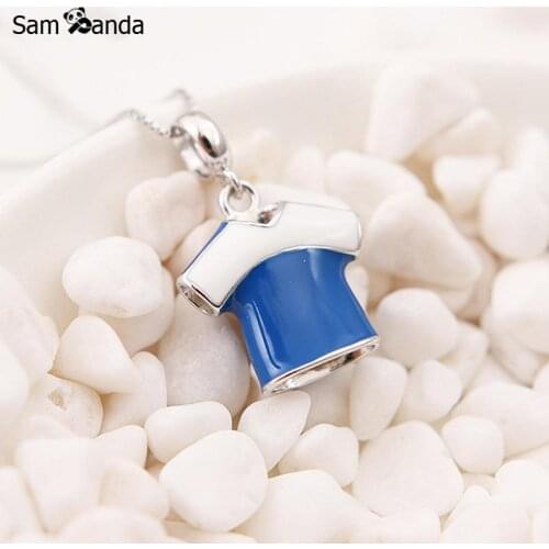 Authentic 100% 925 Sterling Silver Beads Charm Sports T-shirt Pendant Enamel Charms Fit Pandora Bracelets DIY Women Jewelry