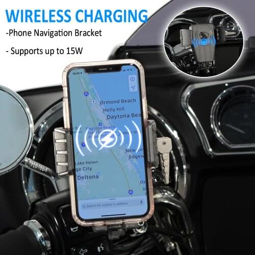 Wireless Fast Charging Motorcycle GPS Phone Holder Navigation Bracket For All Harley Davidson 1984-UP Models Tour Road Glide 883