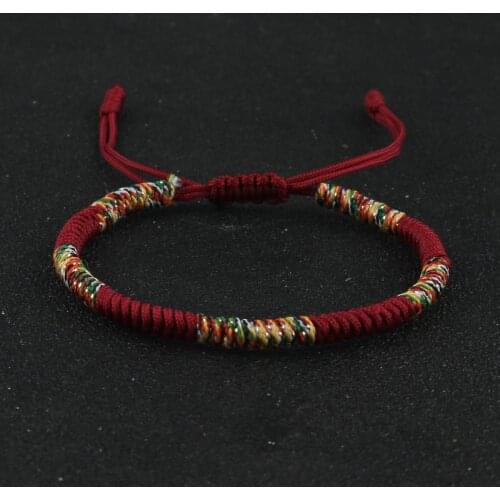 Handmade Tibetan Buddhism Lucky Bracelet Colorful Thread Braided Adjustable Rope Chain Bracelets for Men Women Couples Pulsera