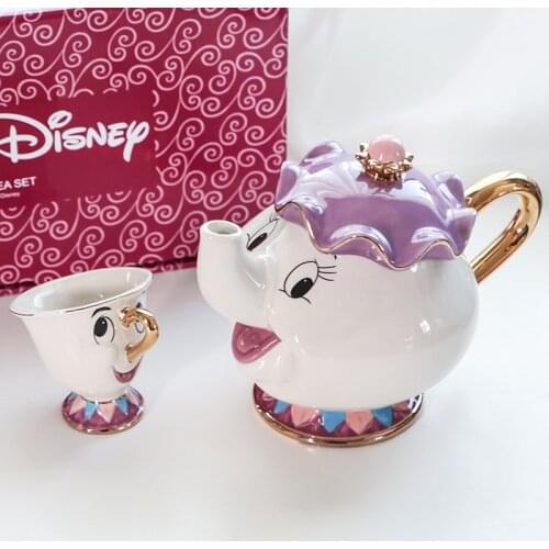 Disney Tea Pot Lady and Archie Cup Pot Set Beauty and Beast Birthday Gift Ceramic Cup Breakfast Cup