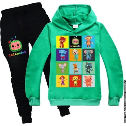 Cocomelon Spring and Autumn Printed Boys and Girls Cartoon Childrens Sports Hoodie Clothing Fort + Pantsuit birthday gift