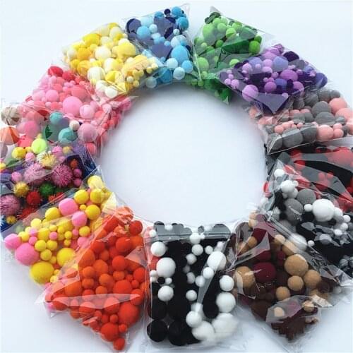 Colorful Pompom Fur Craft DIY Soft Pom Poms ball Wedding Christmas Decoration Glue On Cloth Accessories Candy Color Multi Size