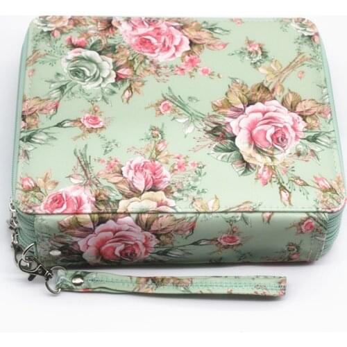 Floral 120 Holes Pencil Case Large Capacity Zipper Stationery Storage Bag Portable Cosmetic Bag Makeup Case Pen Holder