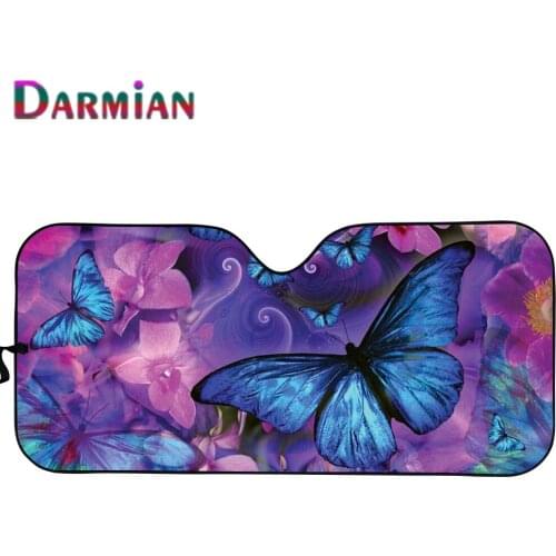 DARMIAN Beautiful Blue Butterfly Pattern Car Universal Accessories Heat Reflector Windshield Sun Shade Fold-up Anti-UV Sunshade