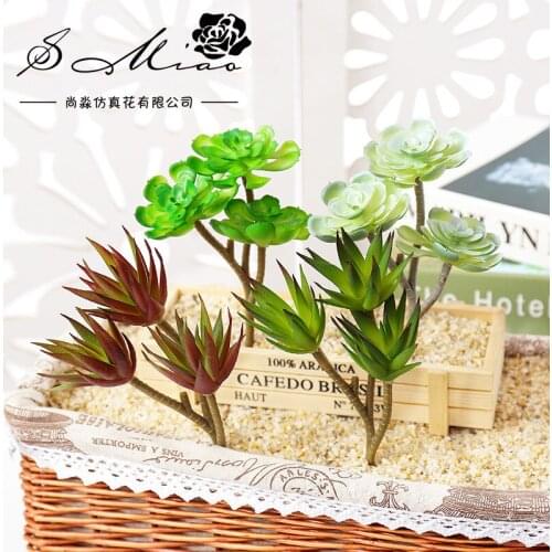 Diy Home Garden Party Decoration Simulation Succulent Plants Three Head Mini Lotus Aloes No Flowerpot