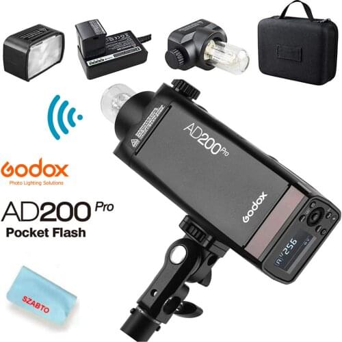 GODOX AD200Pro AD200 PRO, 200Ws 2.4G Flash Strobe, 1/8000 HSS, 500 Full Power Flashes, 0.01-1.8s Recycling, 2900mAh Battery