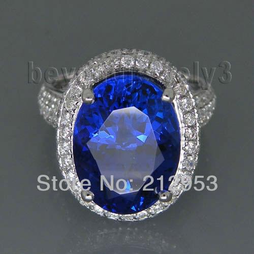 Vintage Oval 9x12mm 18kt White Gold AAAA Tanzanite Ring SR329A