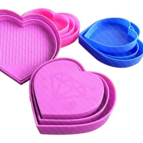 6PCS 5D Diamond Painting Tools Heart Shape Tray Box large-Capacity Tray For Square/Roumd Diamond Embroidery Accessories