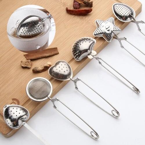 Spring Spoon Tea Mesh Ball Infuser Filter Teaspoon Squeeze Creative Strainer Metal Stainless Steel Handle Spoon Kitchen Tool