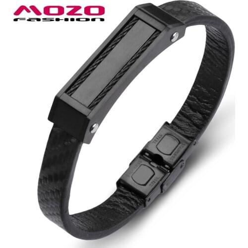 Fashion Bracelets Bangles Male Stainless Steel Leather Men Jewelry Punk Wrap Vintage Gift PS2138