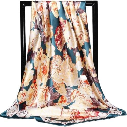 Fashion Silk Satin Hijab Scarf For Women Square Shawls Bandana Head Scarfs Female 90X90cm Scarves For Ladies Dropship Spring NEW