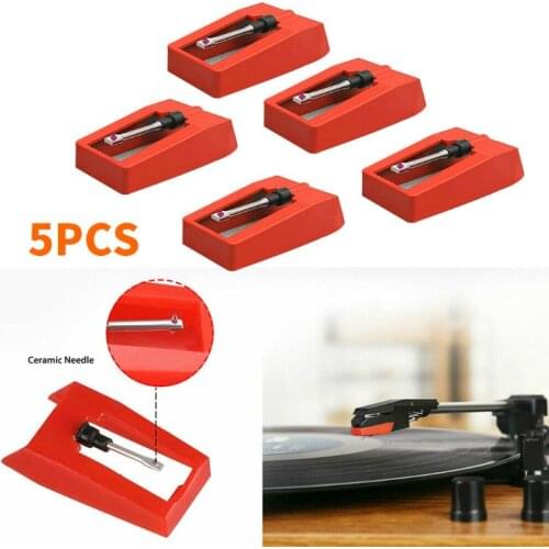 5PCS Universal Replacement Aluminum Record Player Needle Stylus for Music Turntable Spared Repair Parts