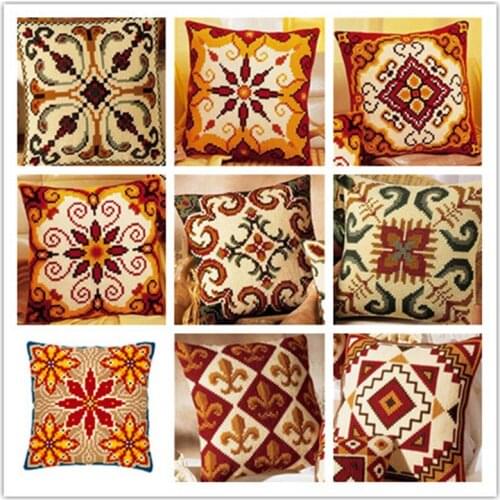 Oneroom Cross Stitch Pillow Mat DIY Craft Stripe Latch Hook Kit Needlework Crocheting Cushion Embroidery
